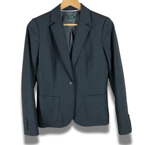 Women's J.CREW Charcoal Gray Vintage 1 Button Blazer Size 4 - SMALL - Picture 1 of 6